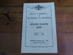 MORGAN PLUS 4 UND 4/4 SERIE 11 MODELLE 1950ER ERSATZTEILELISTE, UK AUSGABE