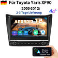Carplay 10.1" Android 12 Autoradio GPS Für Toyota Yaris XP90 2005-2012 WIFI DAB+