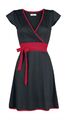 Kleid A-Linie V Ausschnitt schwarz-rot Gr. S