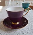 1950er Jahre Royal Albert Gaiety Serie Aubergine Tee Kaffeetasse und Untertasse