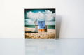 Sylt Insel maritim Meer Strand Strandkorb Foto auf Holz, im Quadrat, 13 x 13 cm