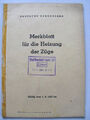 Deutsche Bundesbahn Merkblatt für die Heizung der Züge Bad Neustadt (Saale) 1953