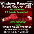 Windows Passwort zurücksetzen Wiederherstellung USB für Win 11, 10, 8, 7 Vista -