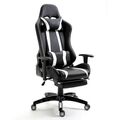 B-Ware Gaming Stuhl Bürostuhl Schreibtischstuhl Drehstuhl Fußablage Schwarz-Weiß