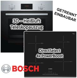 Bosch HERDSET INDUKTION AUTARK 3D Heißluft Backofen+Induktions Kochfeld 60cm NEU