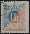 (TV04615) Svezia 1874  Segnatasse 1 krone  azzurro e bistro (N°10A) usato