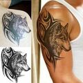 Flash Einmal Temporary Klebe Tattoo Wolf Tribal Schwarz Körper Body Geschenk