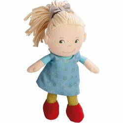 HABA Puppe Mirle, Stoffpuppe, Kuschelpuppe für Kleinkinder, ab 6 Monaten, 20 cm