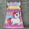 glänzendes Einhorn Mädchen Kleid, Gr. 110/116 (5-6 Jahre), Neu