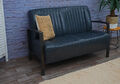 2er Sofa Couch Zweisitzer, Metall Kunstleder Industrie-Design ~ vintage grau