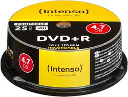 Intenso DVD+R 4,7 GB 16x Speed bedruckbar kratzfest DVD Rohlinge 25er Spindel