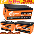 12V 100Ah/200Ah/300Ah LiFePO4 Akku Lithium Batterie mit BMS 8000+Zyklen Solar DE
