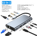 11in1 USB C Hub 4K HDMI Docking Station VGA SD TF 87W Ladegerät Adapter LAN RJ45