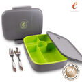 eSeasons Bento Lunchbox Vesperbox 5 Fächer auslaufsicher mit Edelstahlbesteck