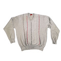 Gabicci Wolle Pullover Sweatshirt Größe XL Rot & Grau Geometrisch Design V-Neck