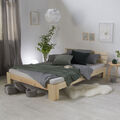 Holzbett 160x200 Massiv mit Lattenrost Holz Bett Gestell Doppelbett Homestyle4u