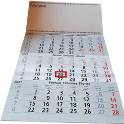 Dreimonatskalender Wandkalender 2021 Kalender 3 Monatskalender ca. 30 x 49 cm