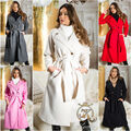 Koucla Damen Mantel Business Mantel Trenchcoat Gürtel Knöpfe Milax-Fashion