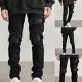 Herren Distressed schmale Passform Biker Jeans Stretch gerissen Hip Hop Punk Hos