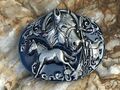 Gürtelschnalle Pferd mit Fohlen Indianer-Western Buckle mit Ornamenten in 3D 17