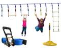 Klettergerüst Hindernisparcour Ninja Warrior Set + Zubehör Slackline für Kinder