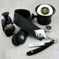 shaving set-straight razor & s-shaving mug/bowl-shaving soap-leather strop-paste