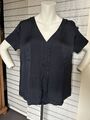 BOSS Bluse / Shirt, Seide Gr. 42 V-Ausschnitt dunkelblau