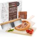 Pizzastein Set DELUXE Pizza Stein aus Cordierit / Pizzaschaufel / Pizzaschneider