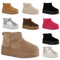 Damen Warm Gefütterte Plateau Boots Stiefeletten Schuhe 840485 Trendy Neu