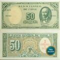 Chile 5 Centesimos 50 Pesos 1960-1961 P.126 KM 126 UNC UNZ Banknote Geldschein