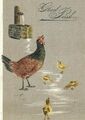 Edwardian Schwedische Osterpostkarte geprägt Huhn Henne Küken Glad Påsk 1906