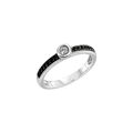 Celesta Damen Ring 925 Sterling Silber rhodiniert weiß schwarze Zirkonia Steine