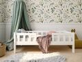 Kinderbett mit Rausfallschutz 80x160 cm Hausbett Bodenbett Weiss Holz Bett