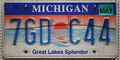 usa MICHIGAN Great Lakes Splendor Nummernschild Kennzeichen License Plate 7GDC44