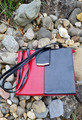 Leaf Bags italienisches Design elegante Schulter Tasche rot schwarz NEUw