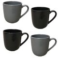 Kaffeebecher Schwarz Grau 4-tlg. Tassen Kaffeetassen Tasse Becher Set Streifen