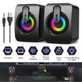 Kompakt Stereo RGB Lautsprecher für Computer PC Laptop Desktop Boxen USB AUX