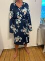 Damen Morgenmantel Bindegürtel Kimono blau Blumen Foral Gr. 5XL 54 Sommer Urlaub