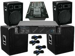 Pa Set 2900 Watt 3 Wege 30 cm Boxen Subwoofer 38 cm Verstärker Mixer Kabel 