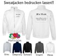 Sweatjacke bedrucken lassen, Jacken bedrucken, Jackendruck,Sweatjacken bedrucken