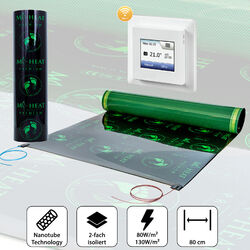 Elektrische Fußbodenheizung Infrarot Set Thermostat Laminat Vinyl Parkett a. HDF