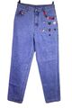 Vintage Damen Trachten Jeans Hose Gr. 44 L32 high waist blau Stickerei  GJ459
