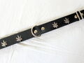 KEJ Halsband aus Leder für Hunde schwarz 30mm 54cm mit Ziernieten 4 Ahornblätter