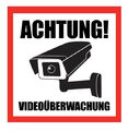 1-50 Stk. ACHTUNG Videoüberwachung Aufkleber Hinweisschild Warnaufkleber Kamera 