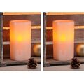 2x Flammenlose LED Wachs-Kerze mit schönem Weihnachtsmotiv "Tannenbaum" H 15 cm
