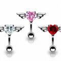 Bauchnabelpiercing Banane Stecker Zirkonia Kristall Flying Heart Engel