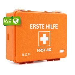 FLEXEO Nachhaltiger Erste-Hilfe-Koffer aus Holzstaub mit Füllung nach DIN 13157