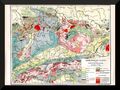 Historische Landkarte +Deutsches Reich+ 1895 +Geologische Karte+ Gesteine,Alpen