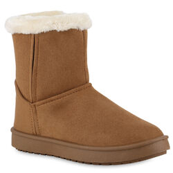 Damen  Warm Gefütterte Winter Boots Stiefeletten Kunstfell 839989 Schuhe 