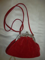 Dirndlhandtasche Rot Wildleder mit Zinnmontierung   43 - 24